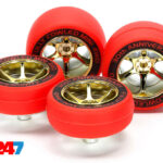 Tamiya 30th Anniversary Mini 4WD Red Tires / Gold Wheels