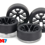 Tamiya Super Hard Small Diameter Mini 4WD Tires / Carbon Wheel Set