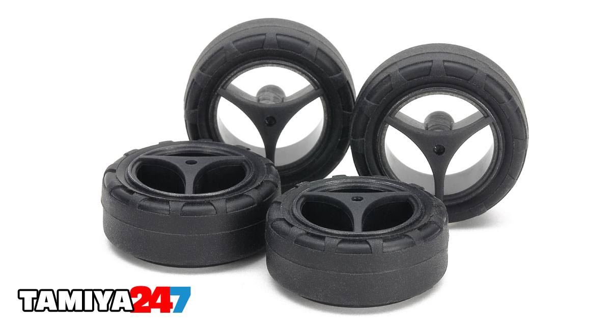 Tamiya Super Hard Small Diameter Mini 4WD Tires / Carbon Wheel Sret